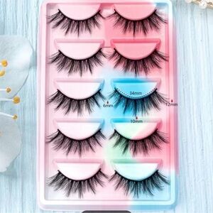 5 Pairs 3D False Eyelashes Cat Eye Wispy Faux Mink Lashes Pack